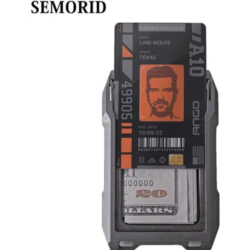 SEMORID RFID Metal Credit Card Holder Unique Wallet Man Business Badge Holder Small Aviator Minimalist Wallet for Gift Tarjetero