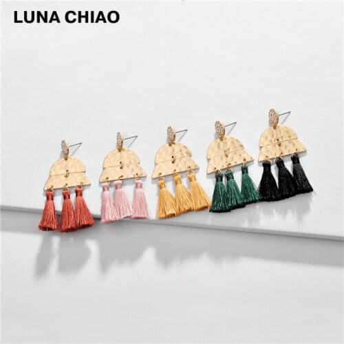 LUNA CHIAO Fashion Jewelry Accessories Fall Color Tassel Statement Earring for Women Metal Drop Earrings