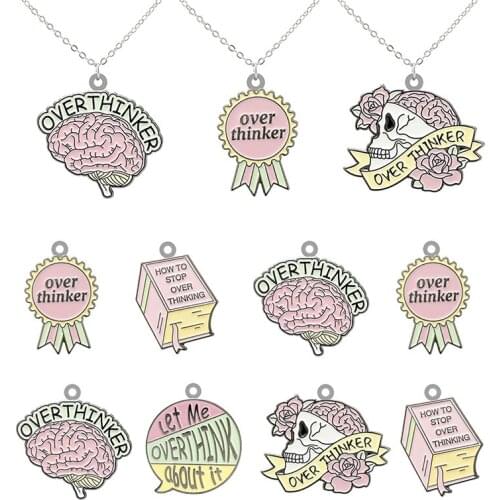 TAFREE Variety of Brain Jewelry Long Chain Necklace Epoxy Resin Design Tiny Epoxy Pendant Necklace Cute Girl Jewelry