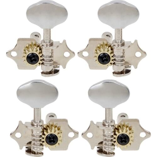 Kmise Ukulele Tuner Machine Tuning Pegs Head 1:14 Brass Gear 2R2L Chrome