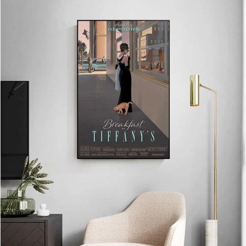 Audrey Hepburn Breakfast Vintage Movie Posters and Prints Wall art Decorative Picture Canvas Painting For Living Room Home Decor