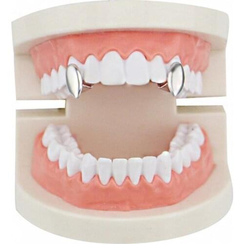 1Set Halloween Teeth Brace Scary Fine Workmanship Portable Bloodsucker Plating Golden Color False Teeth Fang for Carnival