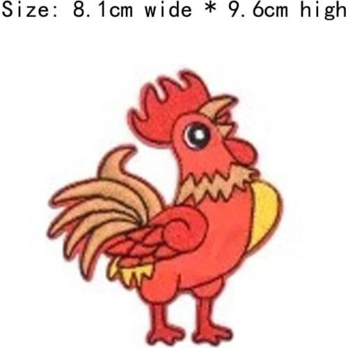 10pcs Cock embroidery patch Free shipping for left chest 9.6cm high badges iron on sew on for DIY clothing/animal patch/food