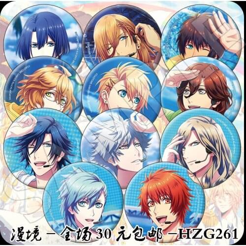 11pc/set 58mm Cool Uta no Prince-sama LOVE Blue cartoon badge Brooch Pins acrylic Icons On Backpack