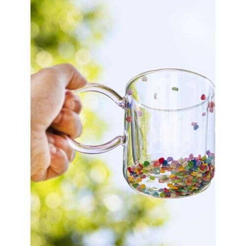 200ml Korean Cute Girl Cup Quicksand Decoration with Handle Kitchen Gadget Set Summer Transparent Glass Creative Drinkware