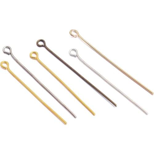 200Pcs/lot 16-50mm Eye Head Pins Eye Pins Findings For DIY Jewelry Making Accessories Earring Post Findings Supplies Wholesale