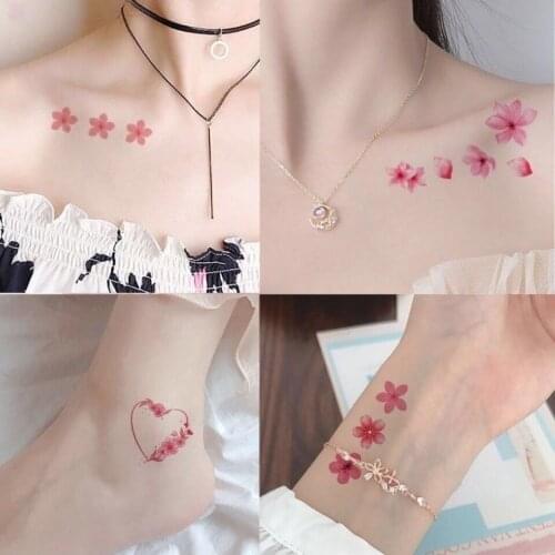 30pcs/lot Cherry Flower Tattoo Sticker Ins Series Colorful Face Hand Clavicle Lovely Body Art Fake Tatoo Temporary