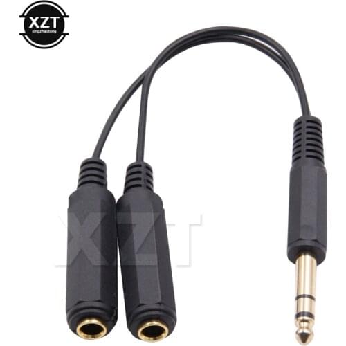 6.35 mm Male Stereo to 6.35 mm Double Female Adapter Jack 1/4 Audio Y Splitter Audio Cable 6.35 to 2*6.35 Connector High quality