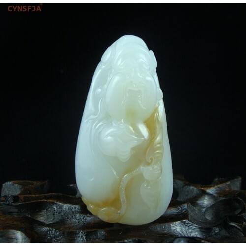 CYNSFJA Real Rare Certified Hetian Jade Charms Amulets God of Wealth Jade Pendant Sugar White Hand Carved High Quality Best Gift