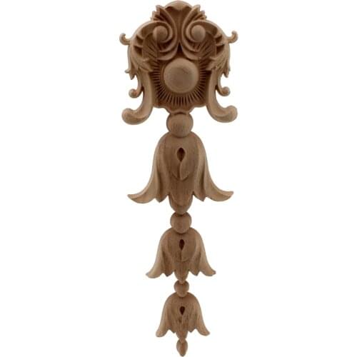 VZLX Decorative Unpainted Wood Oak Carved Wave Flower Onlay Decal Corner Applique for Vintage Home Furniture Door Decor Crafts