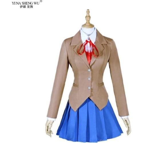 Doki Doki Literature Club Monika Cosplay Sayori Yuri Natsuki Cosplay Costume Japanese School JK Uniform Girl Women Costume Game