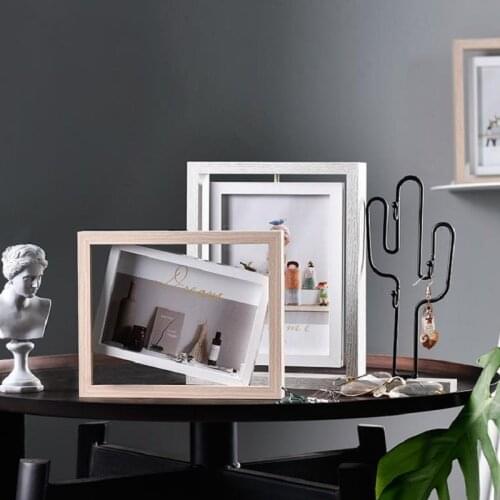 Double-Sided Photos Frame Rotatable Art Decoration Painting Picture Frames Home Desktop Decor Wedding Party Decorative Gifts