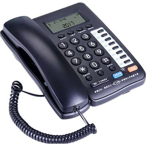 FSK/DTMF Dual System Corded Phone Telephone with Caller ID, Blue Screen Landline, 8 Memory Number Dial, Wall Mountable