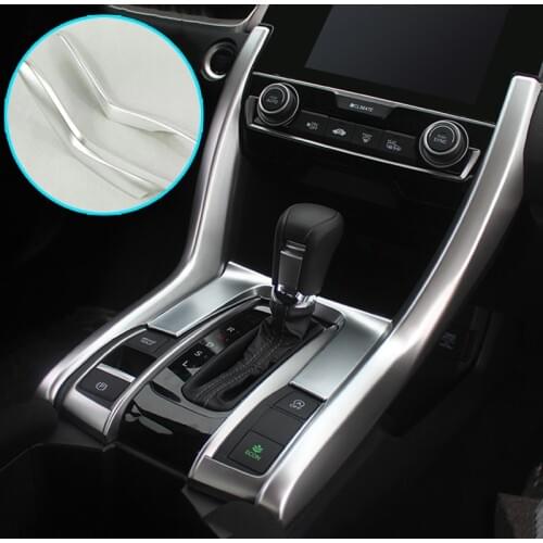 FOR HONDA CIVIC 2016 2017 LHD CHROME CENTER CONSOLE CUP DRINK HOLDER GEAR SHIFT PANEL COVER TRIM FRAME BEZEL MOLDING
