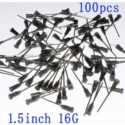 Blunt Tip Dispensing Needles With Luer Lock 16Gauge 1.5inch/38mm.Plastic Injection Needle.Syringe Needle 16Ga, pack of 100