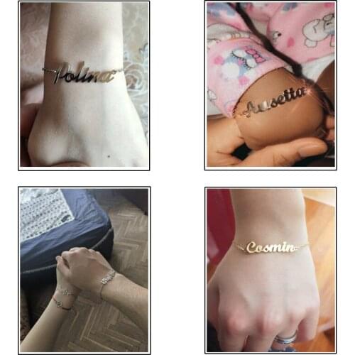 Personalized Custom Name Bracelets Pendant Gold Color Chain Customized DIY Nameplate Bracelet Charm Personalized Jewelry Gifts