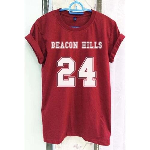Beacon Hills Teen Wolf Shirt Clothing 24 Crimson Red Women Tshirt Tee Short Sleeve T-Shirt-C831