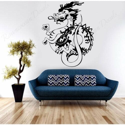 Chinese Style Decor Dragon Wall Sticker Vinyl Home Decor For Living Room Background Decals Tattoo Studio Wallpaper Murals 4563