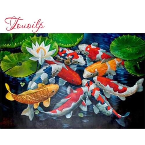 Nouveau diamant peinture Koi poisson doré bricolage 3D diamant broderie poisson saute mosaïque diamant Compilation complète pour