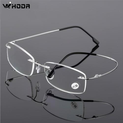 Unisex Titanium Alloy Rimless Reading glasses , Women High Definition Anti Fatigue Ultralight Frameless Presbyopia Eyewear R859