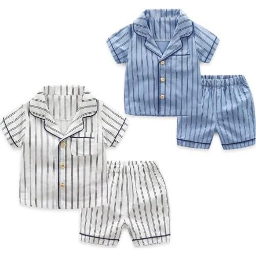 Baby boys summer pure cotton sleepwear 1-7T kids homewear children thin conformtable Pyjamas cartton cute kids shirt+shorts 2pcs
