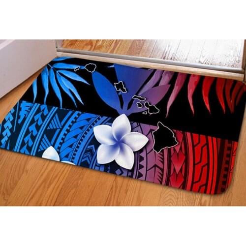 Polynesia Plumeria Flower Front Doormat Non Slip Carpets Flannel Rug for Bathroom Kitchen Bedroom Floor Mats for Living Room