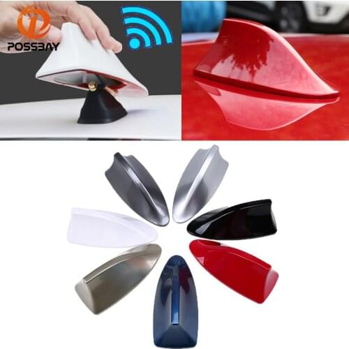 POSSBAY 5x Shark Fin Antenna Radio Signal Aerials Gray/Blue/Gold/Silver/Black/Red/White Car Antenna Amplifier Universal