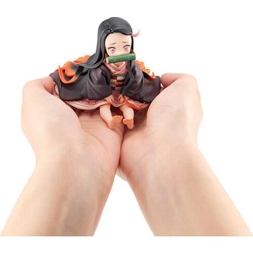 Demon Slayer Kamado Nezuko Palm Sitting Ver. PVC Action Figure Kimetsu no Yaiba Tanjirou Cute Mini Nezuko Model