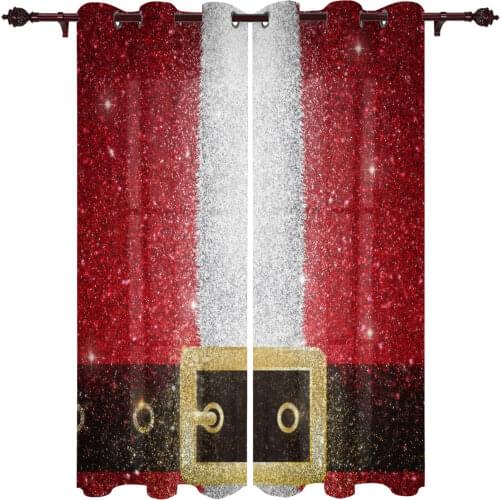 Luxury Curtains Santa Claus Belt Red Balcony Curtain For Living Room Younth Bedroom Kitchen Home Hotel Coffee Gazebo Decor