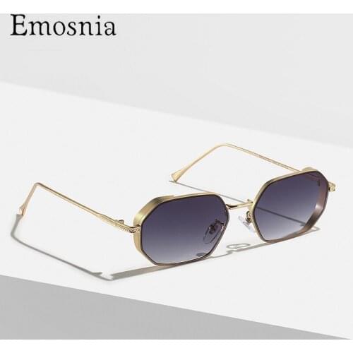 Emosnia Small Square Sunglasses Women Men Classic Polygon Grey Gradient Lens Vintage Lady Summer Style Female Punk Eyewear UV400