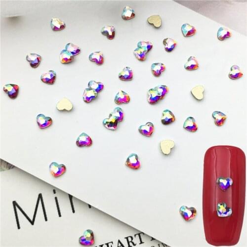 Swarovsky Heart Shape Nail Art Rhinestone 144pcs/lot Flatback Colorful AB Stones For 3D Nail Decoration Free shipping