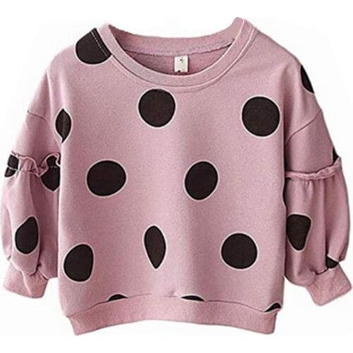 Spring Autumn Baby Girls Polka Dot Tops Sweatshirts Long Sleeve T-Shirts Cute Kids Baby Fashion Clothes For 1-5Years