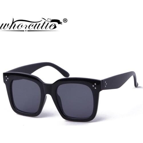 Vintage Sunglasses Black Women Brand Design Rivet Square Frame Fashion Red Mirror Flat Top Lens Sun Glasses Shades S100