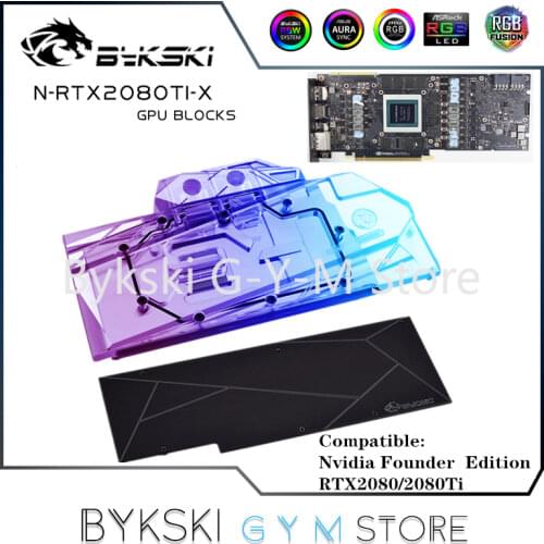 Bykski NVIDIA 2080 VGA Water Block For NVIDIA RTX 2080/2080ti/TITAN Founders Edition Full Cover GPU Block,5V/12V N-RTX2080Ti-X