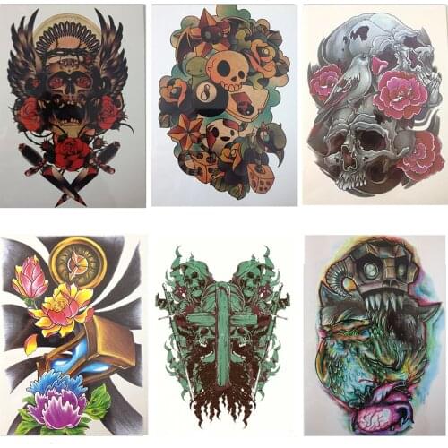 High Quality 21 X 15 CM Gold Skull Decals Body Art Decal Waterproof Tattoo