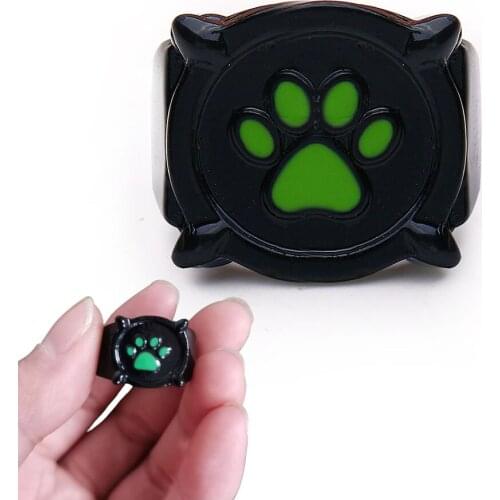 Japanese Cartoon Anime Black Cat Girl Boy Green Printed Enamel Cat Paw Ring Cosplay Accessories Party Halloween Gift
