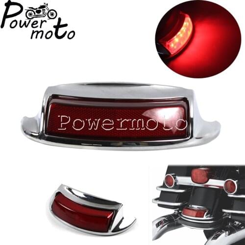 Chrome Motorcycle LED Auxiliary Rear Fender Tip Light Red Lens For Harley FLHTC FLHTCU FLHTCUL FLHTK FLTRU Road King 09-later
