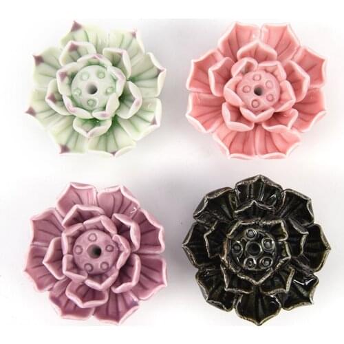 1 pc Ceramic Incense Burner Stick Holder Lotus Catcher Plate Natural 1/3 Holes