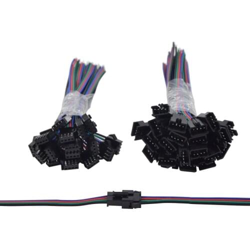 10~100Pairs 4 Pin JST SM Male Female LED Connector Cable Wire For WS2801 LPD8806 RGB LED Strip light