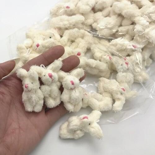 10pc/lot 3.5cm 4cm Soft Mini Joint Rabbit Pendant Bunny For Key Chain Bouquet Toy Doll DIY Ornaments Gifts