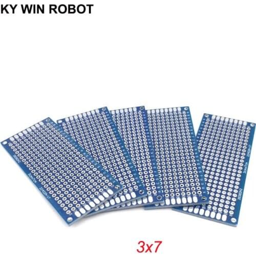 5pcs 3x7cm 30x70 mm Blue Double Side Prototype PCB Universal Printed Circuit Board Protoboard For Arduino