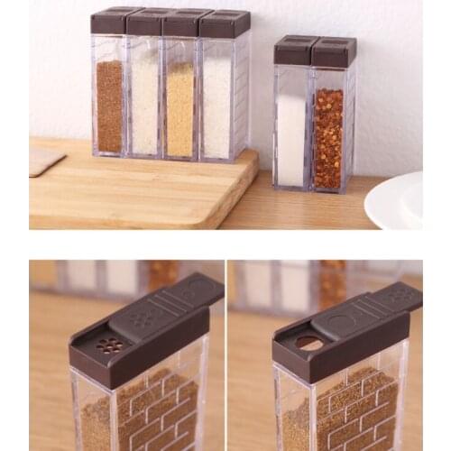6pcs Salt and Pepper Shakers Spice Box Plastic Transparent Condiment Jar Storage