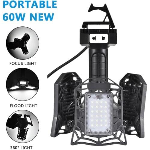 85-265V 6000LM Garage Lamp E26 60W LED Garage Light Deformable Professional Industrial Lighting For Workshop Basement US/EU Plug