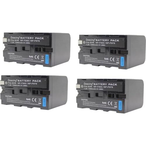 4 pcs 7200mAh NP-F960 NP-F970 Digital Camera Battery For Sony F960 F970 Rechargeable Replacement Battery Batteria Wholesale