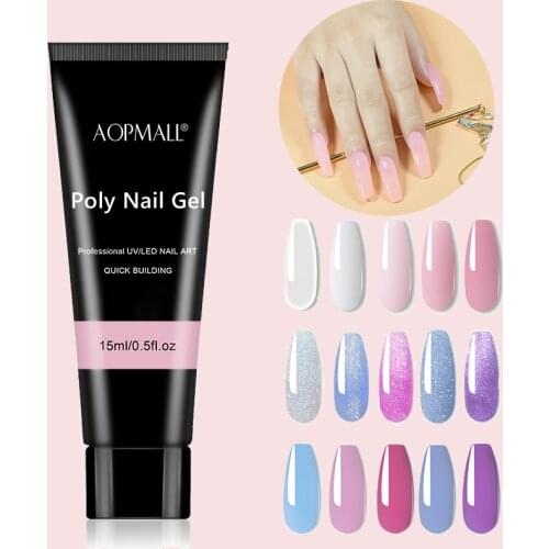 AOPMALL® Pink Style 15 Colors Quick Building Poly Nail Extensions Gel Nail Polish Acrylic Gel Polish Nail Art Tools