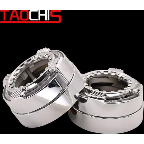 TAOCHIS 2.5 inches MINI H1 bi xenon projector lens shroud car headlights mask chrome color light guide angel eyes white red blue