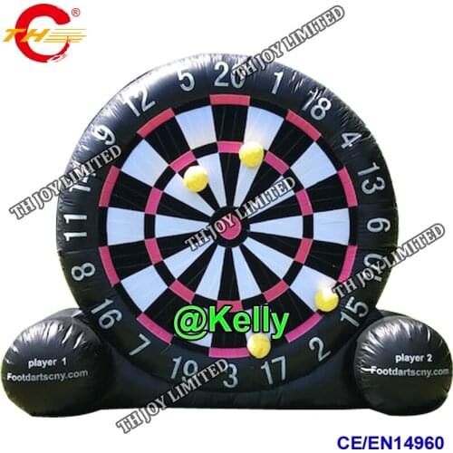 Free door shipping 2 legs giant inflatable soccer dart board for sale, inflatable football dart board come with free dart balls