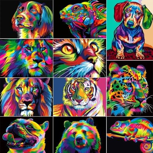 DIY 5D complete set of square / round diamond painting animal lion tiger cat cross stitch diamond painting life decoration