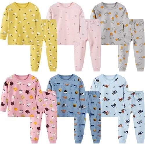 Children Cartoon Underwear Clothing Set Kids Boy Car Print Long Johns Pajama Outfits Baby Girl Fall Clothes Teenager Pijamas