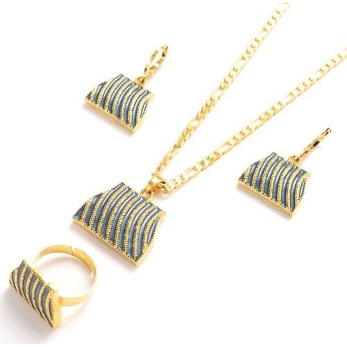 Gold Color PNG Jewellery Set heavy bilum Pendant Necklaces Earrings Papua New Guinea Wedding bridal party women girls gifts